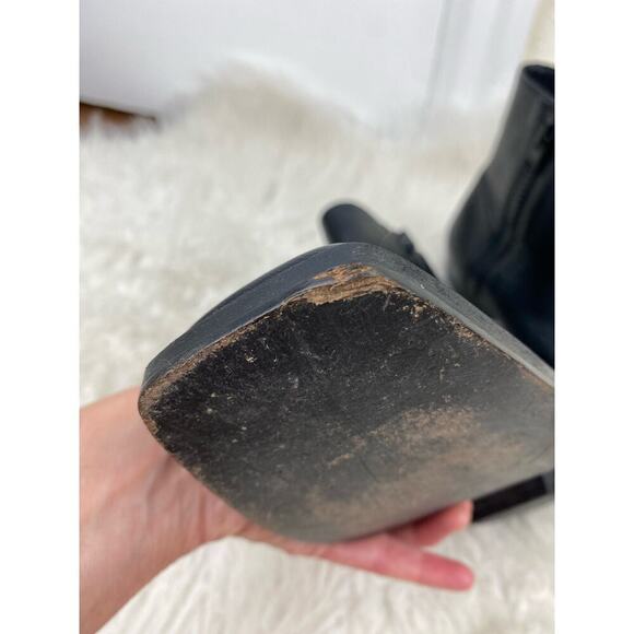 Frame Le Maddox Women's 38 EU 7.5 US Black Leather Square Toe Ankle Booties - Picture 3 of 13